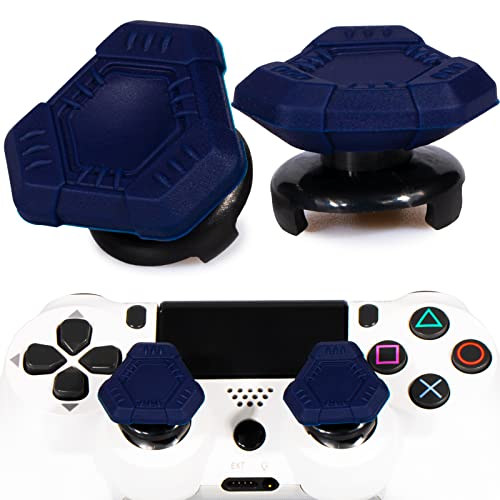 PlayRealm FPS Thumbstick Extender &Textur Gummi Silikon Griffabdeckung Thumb Grip Aufsätze 2 Sätze für PS5 Dualsenese & PS4 Controller(UFO Blau) von PlayRealm