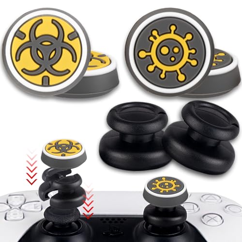 PlayRealm NO Falling Off Thumbstick Extender x 2 & Thumb Grip x 4 for PS5 & PS4 Controller (Bio Crisis) von PlayRealm