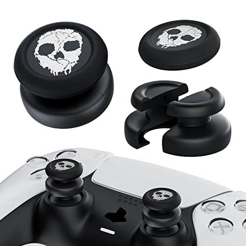 PlayRealm No Falling Off Daumenstick-Verlängerung und Silikon-Griffabdeckung, 2 Sets für PS5 & PS4 Controller (Ghost White) von PlayRealm