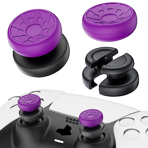 PlayRealm No Falling Off Daumenstick-Verlängerung und Silikon-Griffabdeckung, 2 Sets für PS5 & PS4 Controller (Turbo Pink) von PlayRealm
