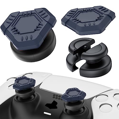 PlayRealm No Falling Off Daumenstick-Verlängerung und Silikon-Griffabdeckung, 2 Sets für PS5 & PS4 Controller (UFO Blue) von PlayRealm