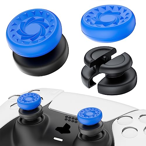 PlayRealm No Falling Off Daumenstick-Verlängerung und Silikon-Griffabdeckung, 2 Sets für PS5 & PS4 Controller (Whirlpool Blue) von PlayRealm