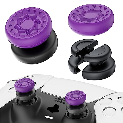 PlayRealm No Falling Off Daumenstick-Verlängerung und Silikon-Griffabdeckung, 2 Sets für PS5 & PS4 Controller (Whirlpool Pink) von PlayRealm