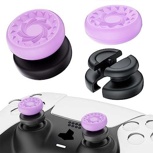 PlayRealm No Falling Off Daumenstick-Verlängerung und Silikon-Griffabdeckung, 2 Sets für PS5 & PS4 Controller (Whirlpool Viola) von PlayRealm
