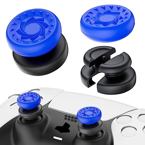 PlayRealm Thumbstick-Verlängerung und Silikon-Griffabdeckung, kein Herunterfallen, 2 Sets für PS5 & PS4 Controller (Whirl Dunkelblau) von PlayRealm