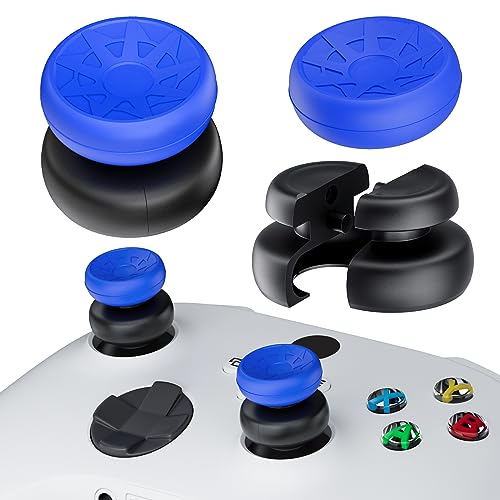 PlayRealm Thumbstick-Verlängerung und Silikon-Griffabdeckung, kein Herunterfallen, 2 Sets für Xbox Series X/S & Xbox One S/X Controller (Turbo Blue) von PlayRealm