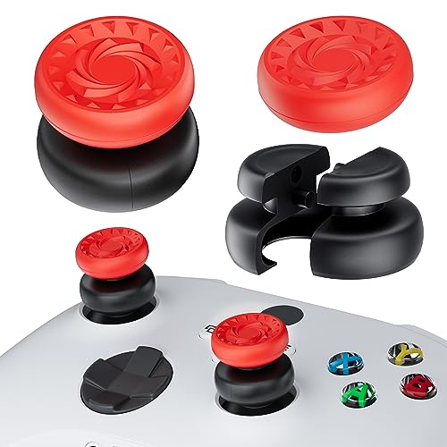 PlayRealm Thumbstick-Verlängerung und Silikon-Griffabdeckung, kein Herunterfallen, 2 Sets für Xbox Series X/S & Xbox One S/X Controller (Whirlpool Red) von PlayRealm