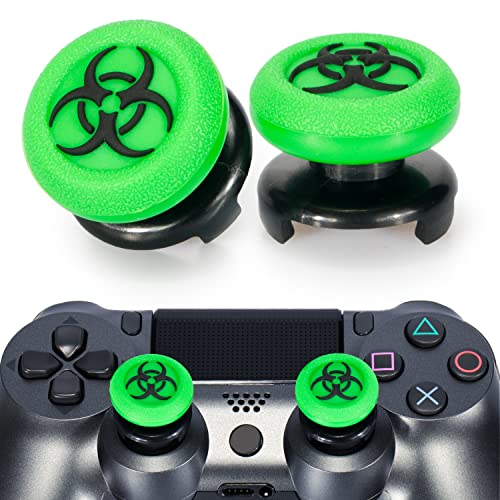 Playrealm FPS Thumbstick Extender & 3D Textur Gummi Silikon Griffabdeckung Thumb Grip Aufsätze 2 Sätze für PS5 Dualsenese & PS4 Controller(Bioh Grün) von PlayRealm