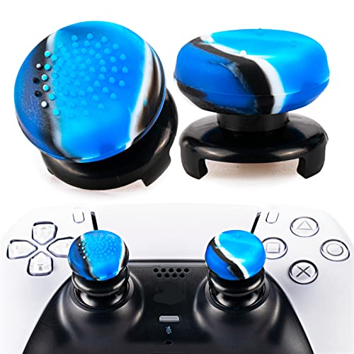 Playrealm FPS Thumbstick Extender & 3D Textur Gummi Silikon Griffabdeckung Thumb Grip Aufsätze 2 Sätze für PS5 Dualsenese & PS4 Controller(Tarnblau) von PlayRealm