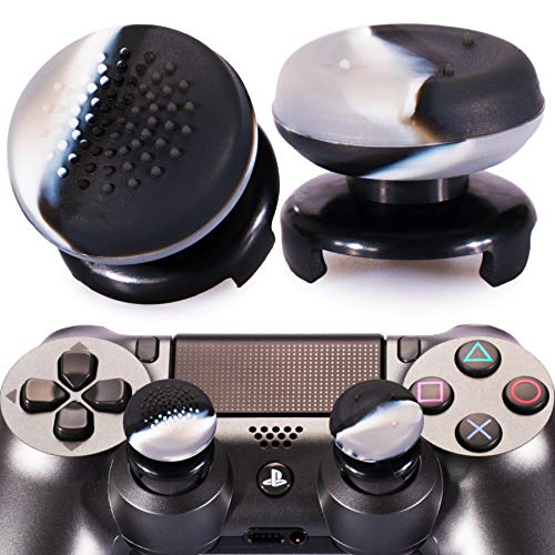 Playrealm FPS Thumbstick Extender & 3D Textur Gummi Silikon Griffabdeckung Thumb Grip Aufsätze 2 Sätze für PS5 Dualsenese & PS4 Controller(Tarngrau) von PlayRealm