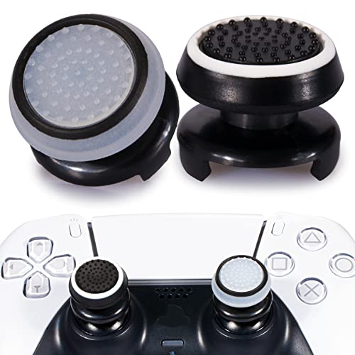 Playrealm FPS Thumbstick Extender & 3D Textur Gummi Silikon Griffabdeckung Thumb Grip Aufsätze 2 Sätze für PS5 Dualsenese & PS4 Controller(schwarz+klar) von PlayRealm