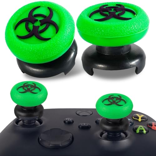 Playrealm FPS Thumbstick Extender & 3D Textur Gummi Silikon Griffabdeckung Thumb Grip Aufsätze 2 Sätze für Xbox One(Bioh Grün) von PlayRealm