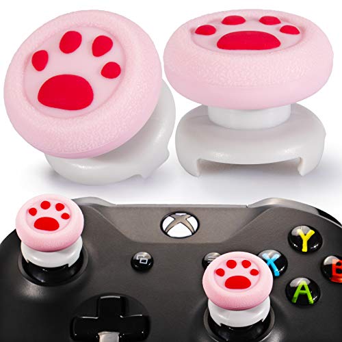 Playrealm FPS Thumbstick Extender & 3D Textur Gummi Silikon Griffabdeckung Thumb Grip Aufsätze 2 Sätze für Xbox One(Katzenpfoten-Koralle) von PlayRealm