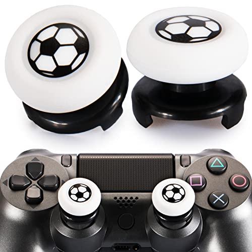 Playrealm FPS Thumbstick Extender & Drucken Gummi Silikon Griffabdeckung Thumb Grip Aufsätze 2 Sätze für PS5 Dualsenese & PS4 Controller(Fußball) von PlayRealm