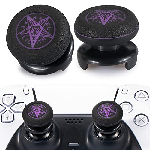 Playrealm FPS Thumbstick Extender & Drucken Gummi Silikon Griffabdeckung Thumb Grip Aufsätze 2 Sätze für PS5 & PS4 Controller(Dämonenkreis Lila) von PlayRealm