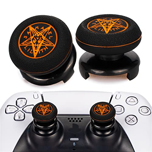 Playrealm FPS Thumbstick Extender & Drucken Gummi Silikon Griffabdeckung Thumb Grip Aufsätze 2 Sätze für PS5 & PS4 Controller(Devil Orange) von PlayRealm