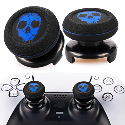 Playrealm FPS Thumbstick Extender & Drucken Gummi Silikon Griffabdeckung Thumb Grip Aufsätze 2 Sätze für PS5 & PS4 Controller(Ghost Blue) von PlayRealm