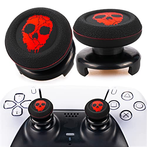 Playrealm FPS Thumbstick Extender & Drucken Gummi Silikon Griffabdeckung Thumb Grip Aufsätze 2 Sätze für PS5 & PS4 Controller(Ghost Red) von PlayRealm