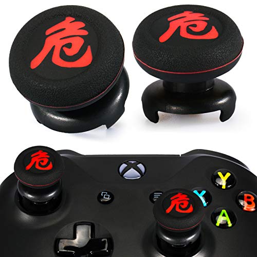 Playrealm FPS Thumbstick Extender & Drucken Gummi Silikon Griffabdeckung Thumb Grip Aufsätze 2 Sätze für Xbox One(Gefahr Von Kanji) von PlayRealm