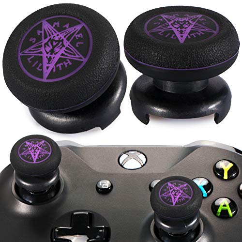 Playrealm FPS Thumbstick Extender & Drucken Gummi Silikon Griffabdeckung Thumb Grip Aufsätze 2 Sätze für Xbox Series X & Xbox One Controller(Dämonenkreis Lila) von PlayRealm