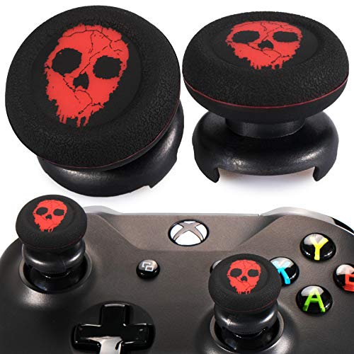 Playrealm FPS Thumbstick Extender & Drucken Gummi Silikon Griffabdeckung Thumb Grip Aufsätze 2 Sätze für Xbox Series X & Xbox One Controller(Ghost Red) von PlayRealm