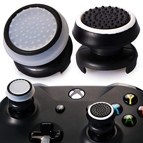 Playrealm FPS Thumbstick Extender & Drucken Gummi Silikon Griffabdeckung Thumb Grip Aufsätze 2 Sätze für Xbox Series X & Xbox One Controller(Schwarz + Weiß) von PlayRealm