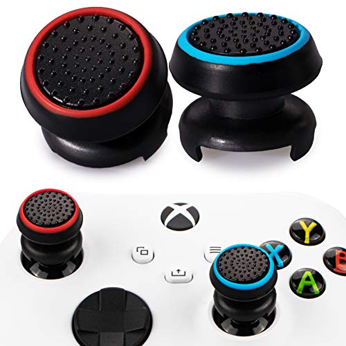 Playrealm FPS Thumbstick Extender & Drucken Gummi Silikon Griffabdeckung Thumb Grip Aufsätze 2 Sätze für Xbox Series X & Xbox One Controller(Schwarz Rot + Blau) von PlayRealm