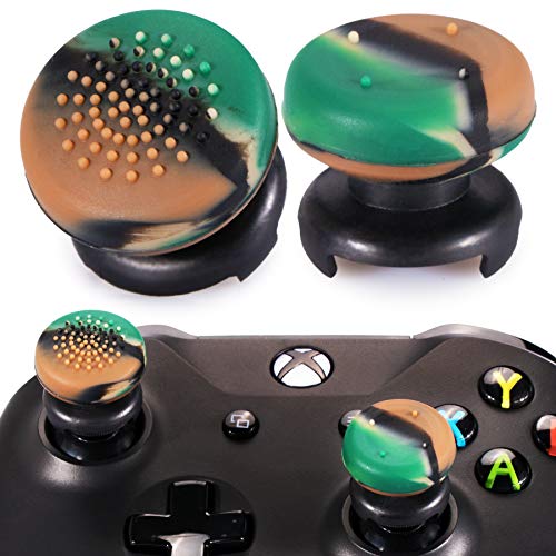 Playrealm FPS Thumbstick Extender & Drucken Gummi Silikon Griffabdeckung Thumb Grip Aufsätze 2 Sätze für Xbox Series X & Xbox One Controller(Tarngrün) von PlayRealm