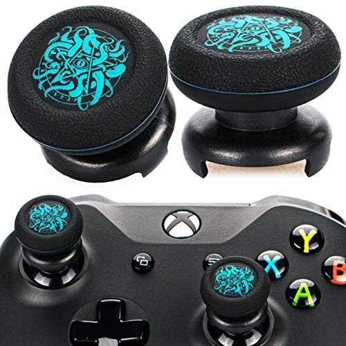 Playrealm FPS Thumbstick Extender & Drucken Gummi Silikon Griffabdeckung Thumb Grip Aufsätze 2 Sätze für Xbox Series X & Xbox One Controller(Tiefseetentakeln) von PlayRealm