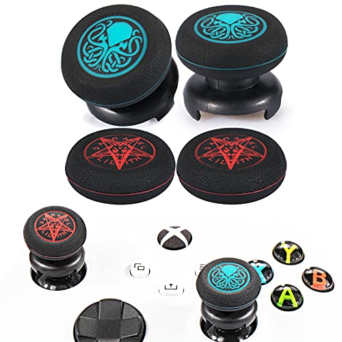 Playrealm FPS Thumbstick Extender & Drucken Gummi Silikon Griffabdeckung Thumb Grip Aufsätze 4 für Xbox Series X & Xbox One Controller(Cthulhu Abgrund Blau+Dämonen Kreis) von PlayRealm