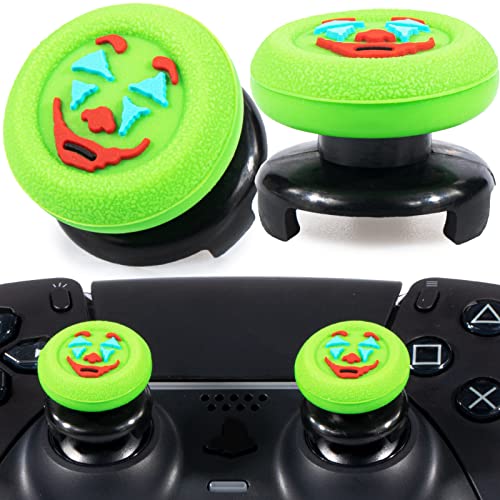 Playrealm FPS Thumbstick Extender &Textur Gummi Silikon Griffabdeckung Thumb Grip Aufsätze 2 Sätze für PS5 Dualsenese & PS4 Controller(Joker Green) von PlayRealm