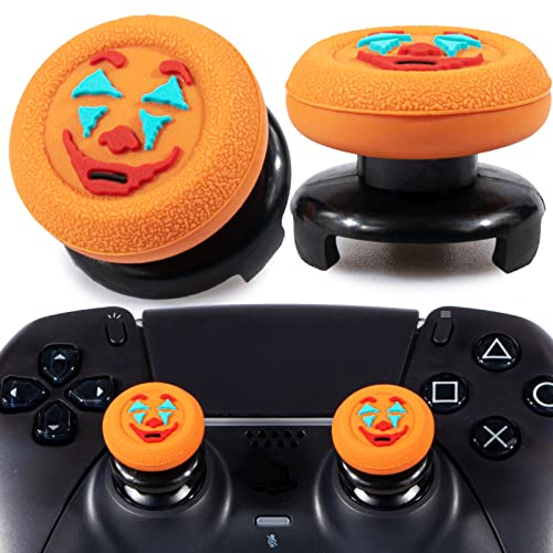 Playrealm FPS Thumbstick Extender &Textur Gummi Silikon Griffabdeckung Thumb Grip Aufsätze 2 Sätze für PS5 Dualsenese & PS4 Controller(Joker Orange) von PlayRealm