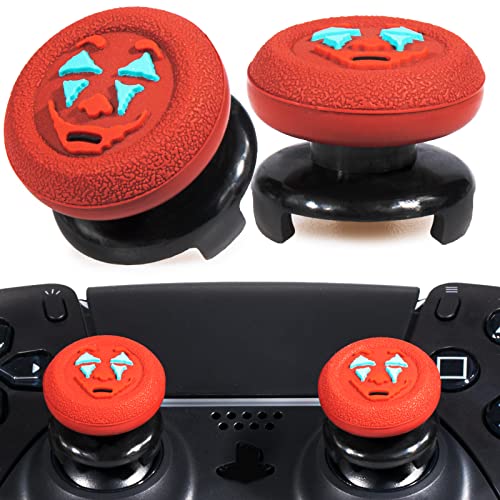 Playrealm FPS Thumbstick Extender &Textur Gummi Silikon Griffabdeckung Thumb Grip Aufsätze 2 Sätze für PS5 Dualsenese & PS4 Controller(Joker Rot) von PlayRealm