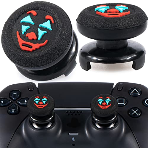 Playrealm FPS Thumbstick Extender &Textur Gummi Silikon Griffabdeckung Thumb Grip Aufsätze 2 Sätze für PS5 Dualsenese & PS4 Controller(Joker Schwarz) von PlayRealm