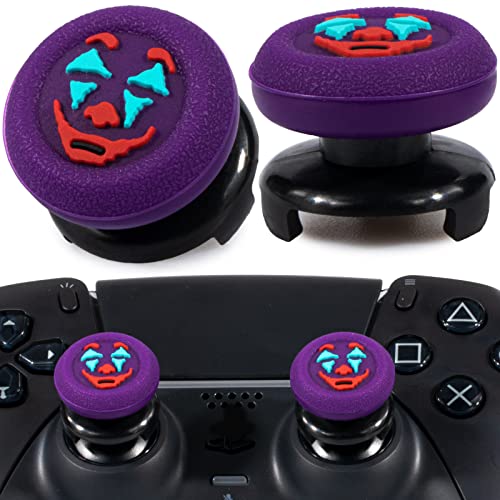 Playrealm FPS Thumbstick Extender &Textur Gummi Silikon Griffabdeckung Thumb Grip Aufsätze 2 Sätze für PS5 Dualsenese & PS4 Controller(Joker Violett) von PlayRealm