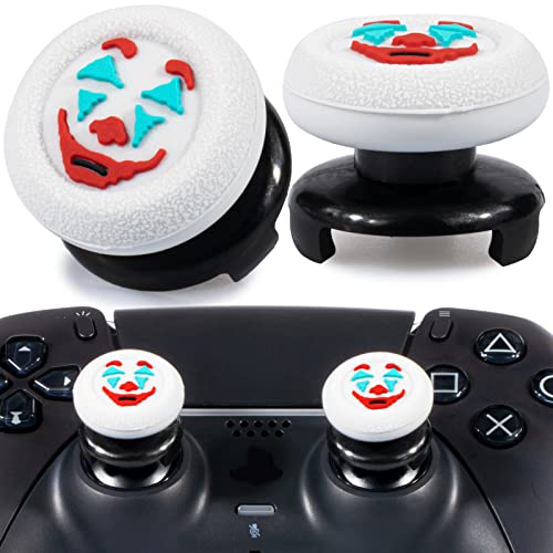 Playrealm FPS Thumbstick Extender &Textur Gummi Silikon Griffabdeckung Thumb Grip Aufsätze 2 Sätze für PS5 Dualsenese & PS4 Controller(Joker Weiß) von PlayRealm