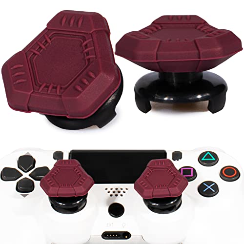 Playrealm FPS Thumbstick Extender &Textur Gummi Silikon Griffabdeckung Thumb Grip Aufsätze 2 Sätze für PS5 Dualsenese & PS4 Controller(UFO Rot) von PlayRealm