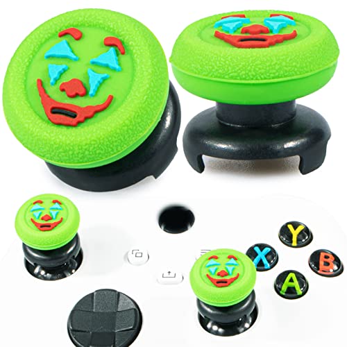 Playrealm FPS Thumbstick Extender &Textur Gummi Silikon Griffabdeckung Thumb Grip Aufsätze 2 Sätze für Xbox Series X/S & Xbox One Controller (Joker Grün) von PlayRealm