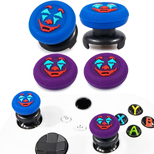 Playrealm FPS Thumbstick Extender &Textur Gummi Silikon Griffabdeckung Thumb Grip Aufsätze 4 Sätze für Xbox Series X/S & Xbox One Controller (Joker Blau Lila) von PlayRealm