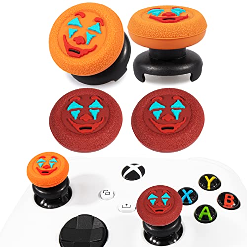 Playrealm FPS Thumbstick Extender &Textur Gummi Silikon Griffabdeckung Thumb Grip Aufsätze 4 Sätze für Xbox Series X/S & Xbox One Controller (Joker Orange+Rot) von PlayRealm