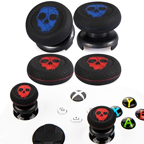 Playrealm FPS Thumbstick Extender x 2 & Druck Gummi Silikon Grip Cover x 4 für Xbox Series X/S & Xbox One Controller (Ghost Red & Blue) von PlayRealm
