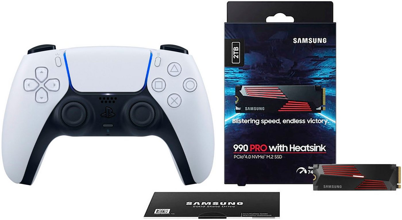PlayStation 5 PS5 DualSense Controller + Samsung 990 PRO Heatsink interne SSD 2TB Controller (Set) von PlayStation 5