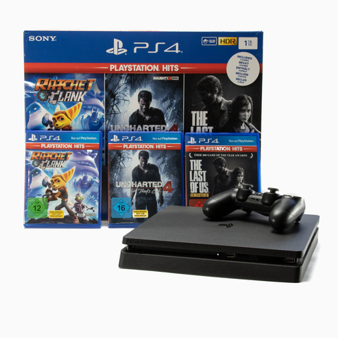 PlayStation 4 Konsole 1TB inkl. 1 DualShock 4 Controller + PlayStation Hits The Last of US Remastered + Uncharted 4: A Thief's End + Ratchet & Clank von PlayStation