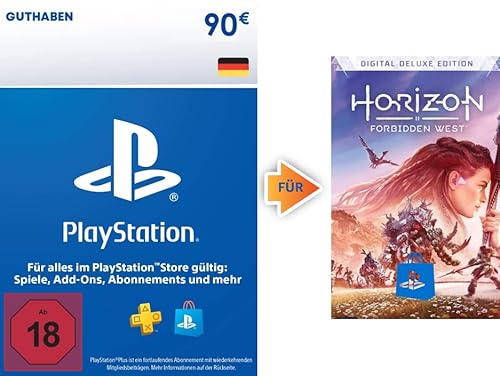 90€ PlayStation Store Guthaben für Horizon Forbidden West: Digital Deluxe Edition | Deutsches Konto [Code per Email] von Playstation