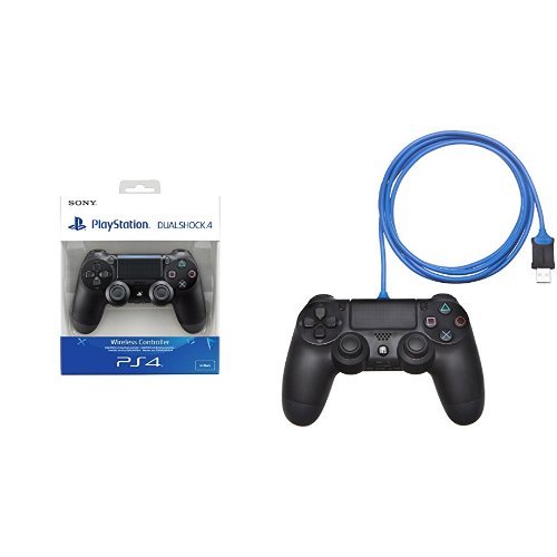 PlayStation 4 - DualShock 4 Wireless Controller (schwarz) & Amazon Basics - Controller-Ladekabel für die PlayStation 4 von Playstation