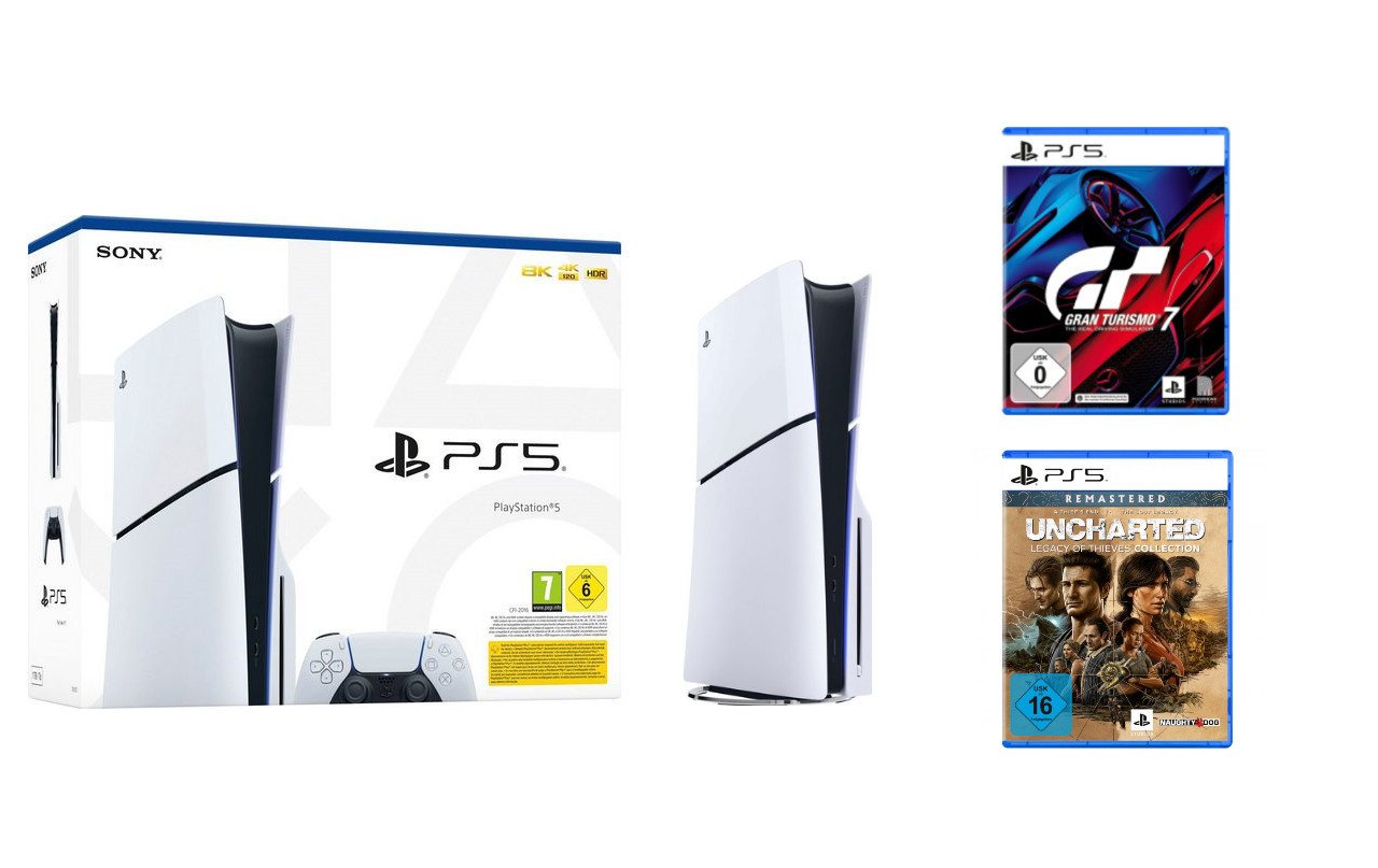Playstation 5 Disk Edition (Slim) (Konsolen-Bundle, inkl. Gran Turismo 7 & Uncharted: Legacy Of Thieves) von Playstation