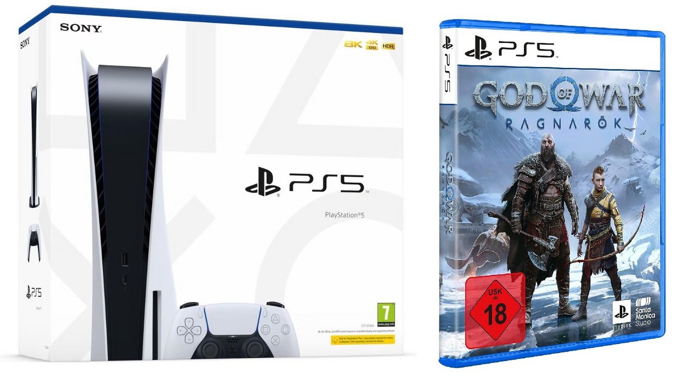 Playstation PS5 Konsole Bundle Disk Laufwerk + God of War Ragnarok Spiel (Bundle) von Playstation