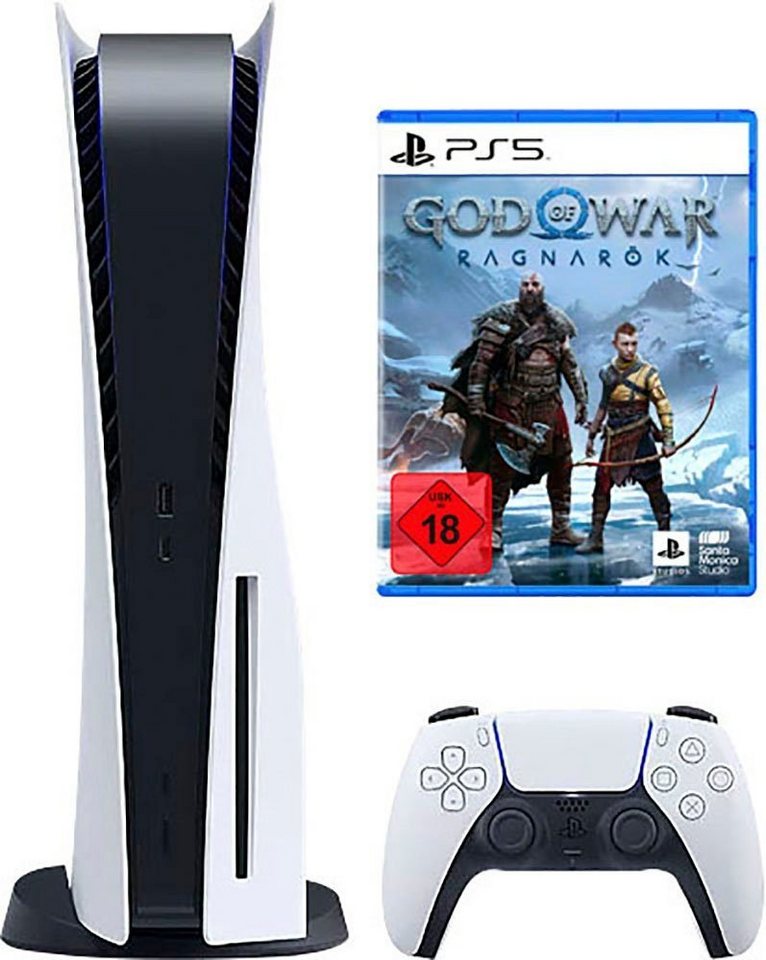 Playstation PS5 Konsole mit Laufwerk und God of War Ragnarök Spiele CD (Bundle, inkl. Controller und Spiel), Disc inkl. 1 Controller von Playstation