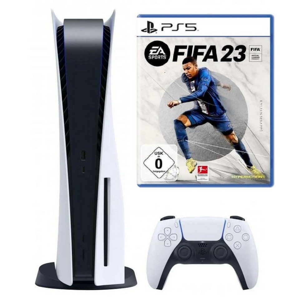 Playstation Playstation 5 Konsole Disk Laufwerk + FIFA 23 PS5 Spiele-CD, Blu-ray Disc Version - Playstation Bundle Set von Playstation