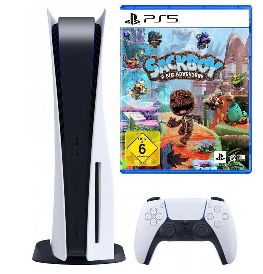 Playstation Playstation 5 Konsole Disk Laufwerk + Sackboy: A Big Adventure PS5, Blu-ray Disc Version - Playstation Bundle Set von Playstation